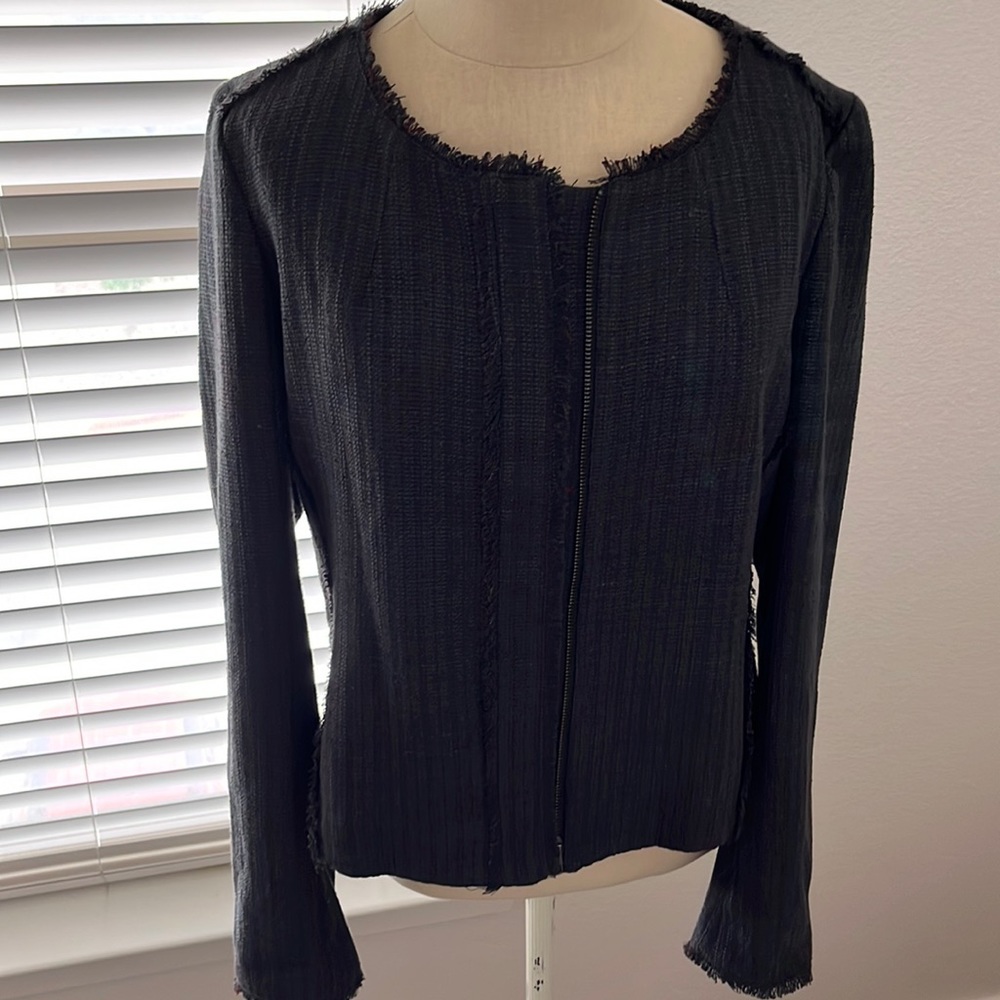 LOFT tweed blazer with raw hem